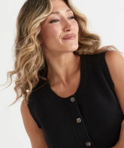 Sleeveless Knit Button Dress