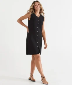 Sleeveless Knit Button Dress
