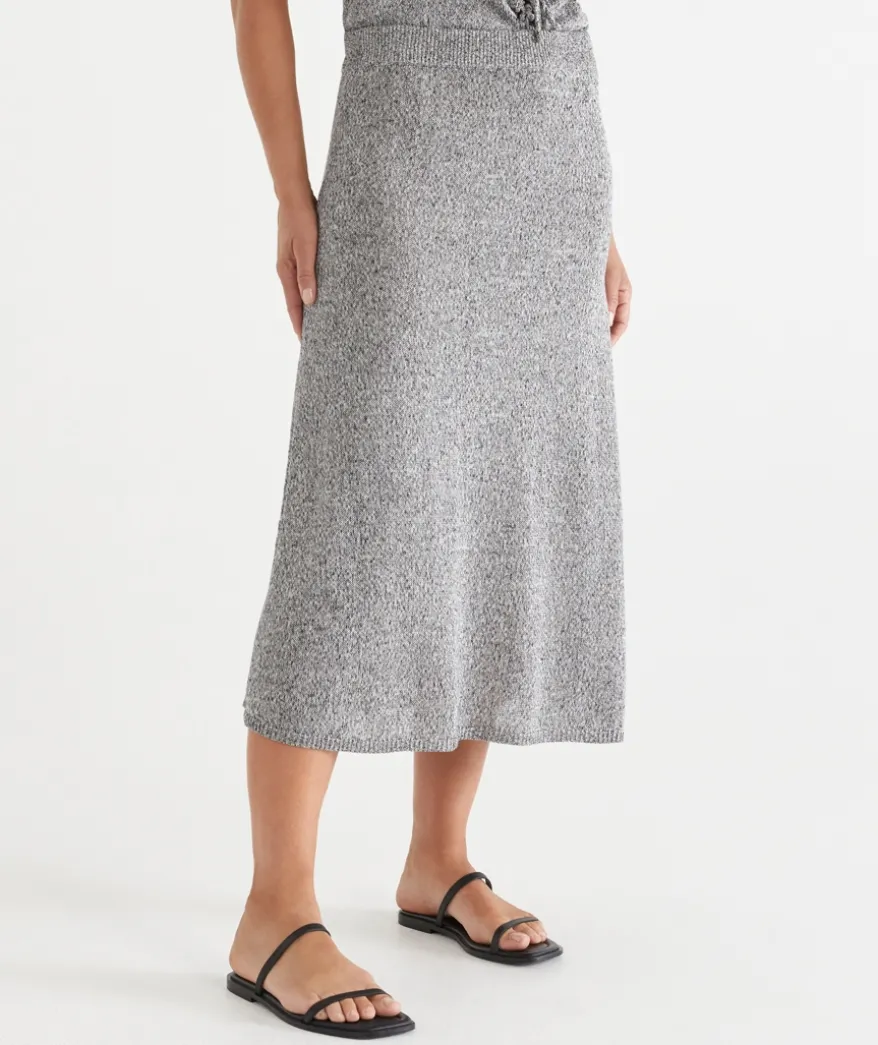 Speckled Knit Midi Skirt