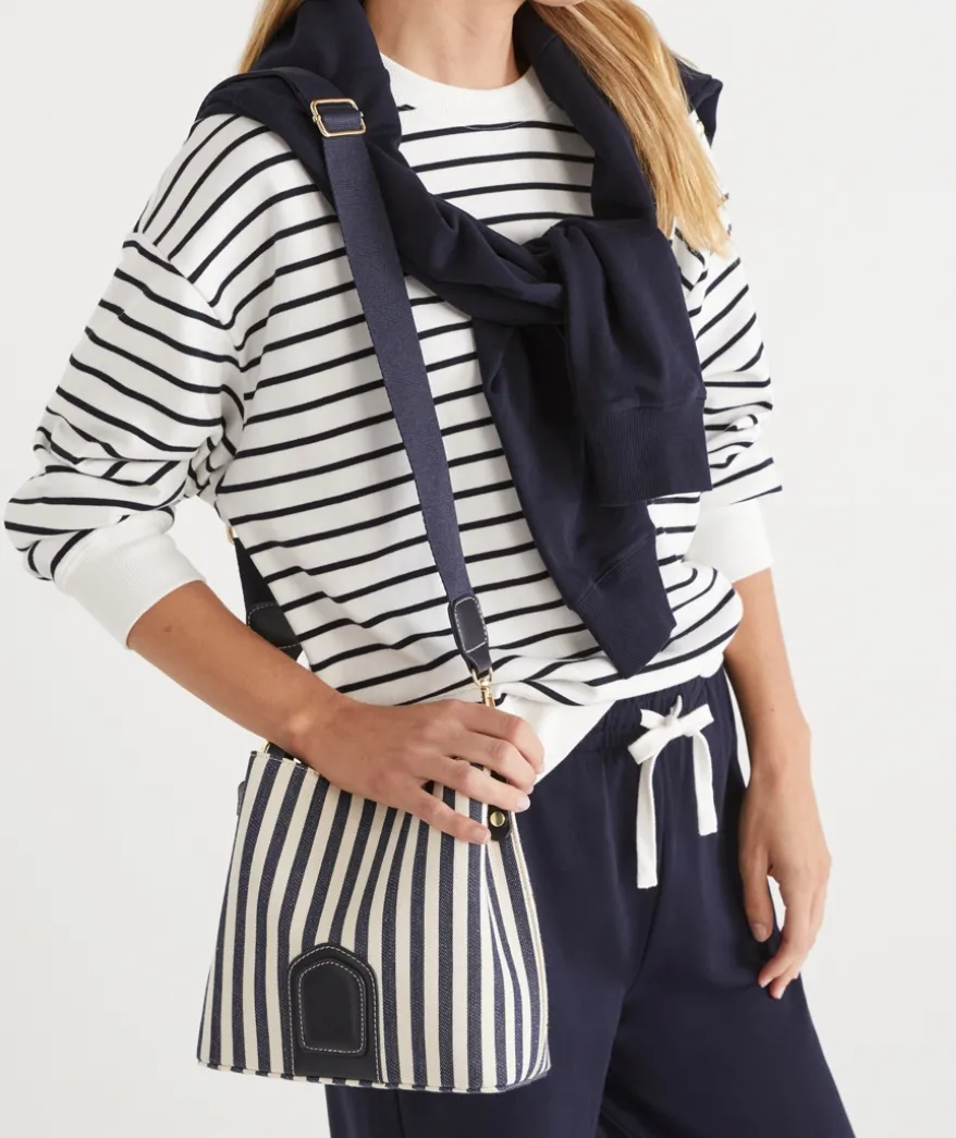 Stripe Bucket Bag - Midnight