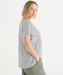 Stripe Slub V Neck T-Shirt