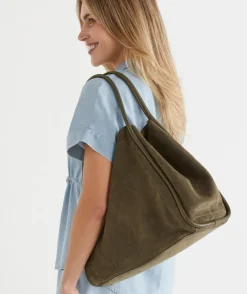 Summer Faux Suede Tote Bag - Khaki