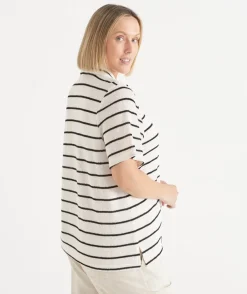 Textured Stripe Polo Top