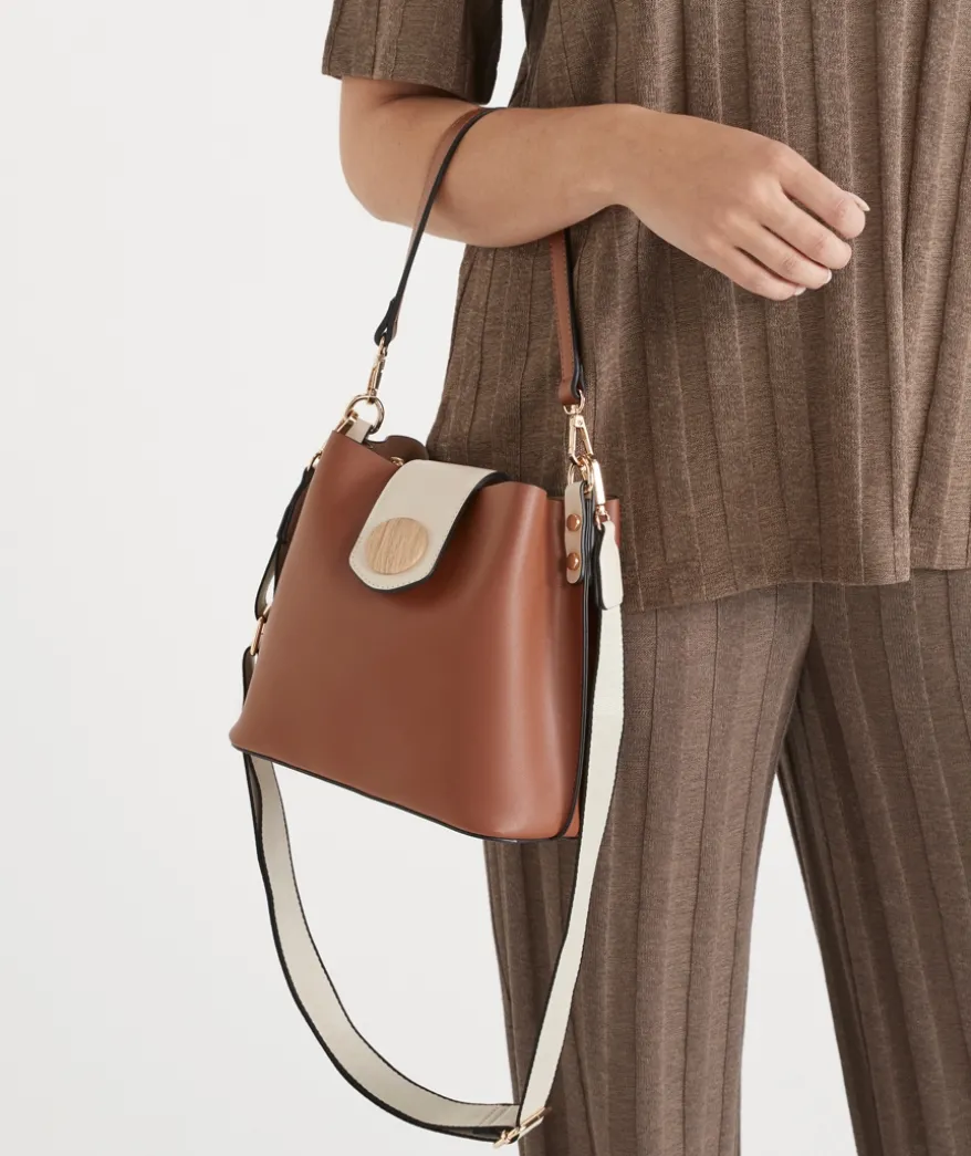 Top Handle Bucket Bag - Tan