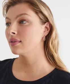 Two-Tone Oval Hoop Earring