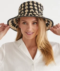 Two-Tone Raffia Bucket Hat