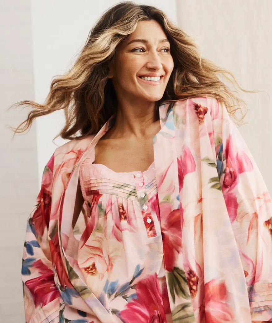 Vintage Floral Sleeveless Nightie - Pink