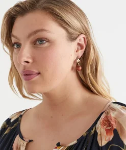 Wooden Drop Gold Earring