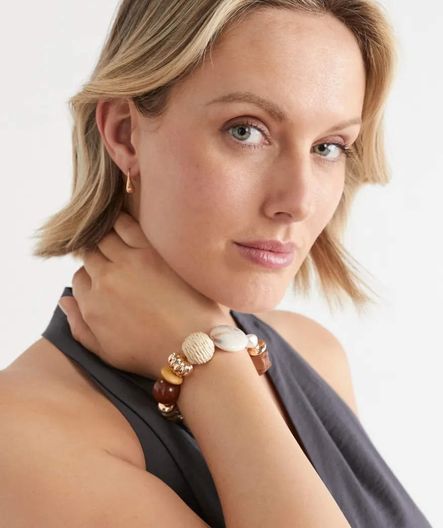 Wooden Pearl Stretch Bracelet