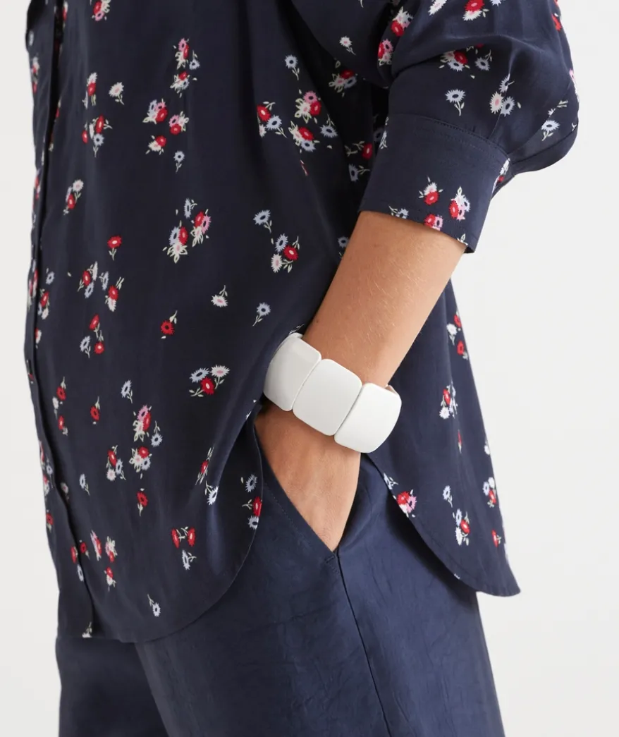 Wooden Stretch Bangle - White