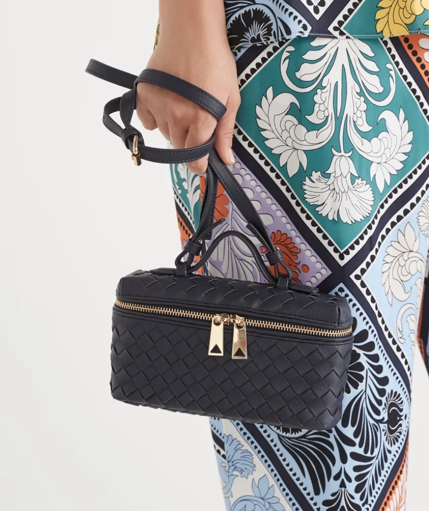 Woven Vanity Crossbody Bag - Navy