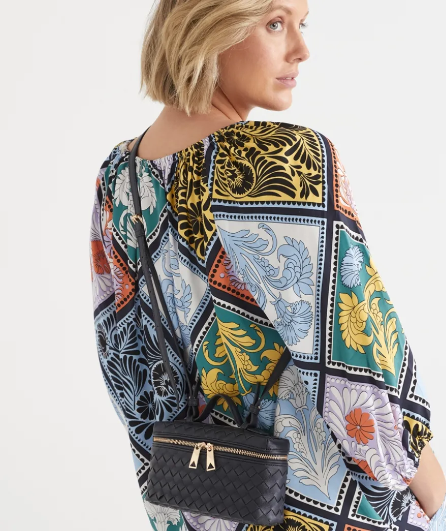 Woven Vanity Crossbody Bag - Navy