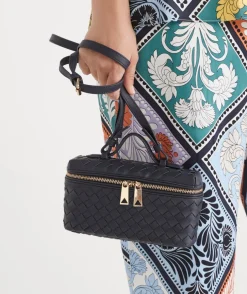 Woven Vanity Crossbody Bag - Navy